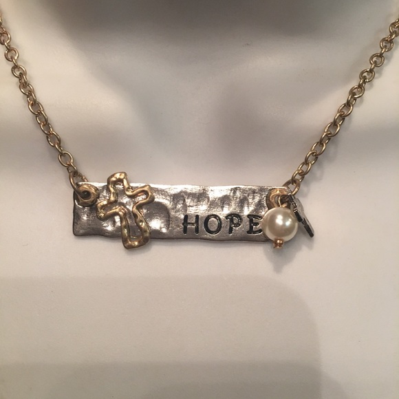 HOPE cross pearl pendant NWT - Picture 2 of 6